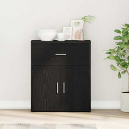 Berkfield Sideboard With Drawer Black Oak 60 X 31 X 70 Cm Engineered Wood - thumbnail 1