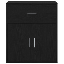 Berkfield Sideboard With Drawer Black Oak 60 X 31 X 70 Cm Engineered Wood - thumbnail 6