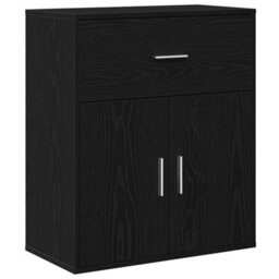 Berkfield Sideboard With Drawer Black Oak 60 X 31 X 70 Cm Engineered Wood - thumbnail 2