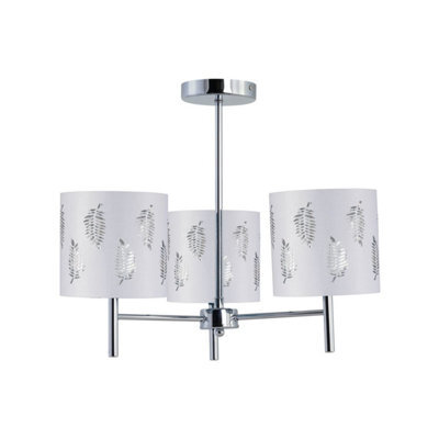 First Choice Lighting Brea - Chrome 3 Light Fitting With White Fern Shades - image 1