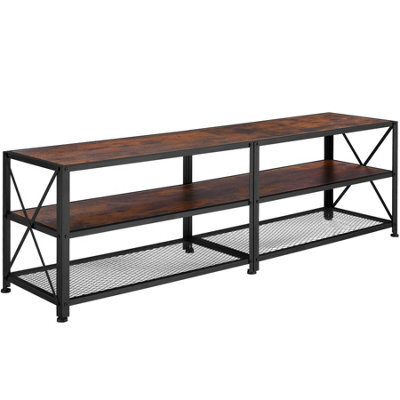 Tectake Industrial Tv Stand - Lowboard Cabinet 3 Shelves Low Display Console 161 Cm - Industrial Wood Dark, Rustic - image 1