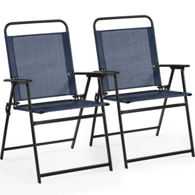 Navy 4Pcs Outdoor/ Patio/ Garden/ Backyard Texteline Foldable Dining Chairs - image 1