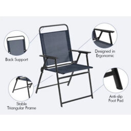 Navy 4Pcs Outdoor/ Patio/ Garden/ Backyard Texteline Foldable Dining Chairs - thumbnail 3