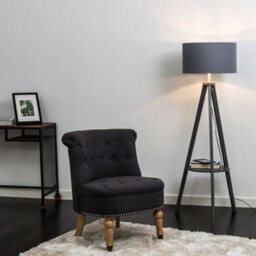 Valuelights Morrigan Grey Wood Shelf Tripod Floor Lamp With Metallic Inner Shade And Bulb - thumbnail 5