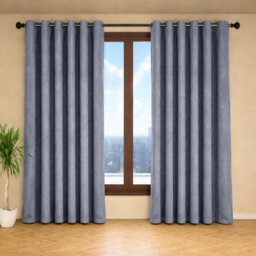 Oxford Homeware Eyelet Grey Linen Effect Curtains Fully Lined 100% Blackout Thermal Insulated Curtain Pair (W)168Cmx(L)183Cm - thumbnail 8