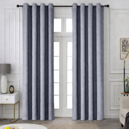 Oxford Homeware Eyelet Grey Linen Effect Curtains Fully Lined 100% Blackout Thermal Insulated Curtain Pair (W)168Cmx(L)183Cm - thumbnail 1