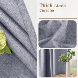 Oxford Homeware Eyelet Grey Linen Effect Curtains Fully Lined 100% Blackout Thermal Insulated Curtain Pair (W)168Cmx(L)183Cm - thumbnail 6