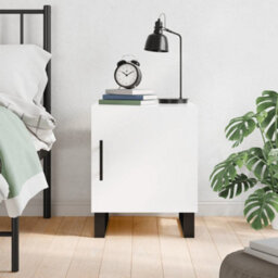 Berkfield Bedside Cabinet High Gloss White 40X40X50 Cm Engineered Wood