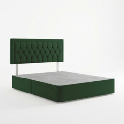 Adore Designs Diamond Cut Plush Velvet Divan Bed, Headboard - 3Ft Single - Emerald Green - 2 Drawers Same Side - thumbnail 2