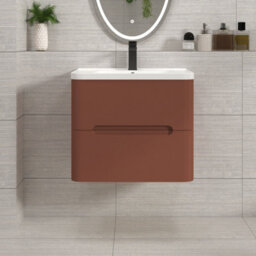 Royal Bathrooms Venice 600mm Terracotta Clay Wall Hung Bathroom Vanity Unit 2 Drawer With Ceramic Basin - 1 Tap Hole Basin - thumbnail 1