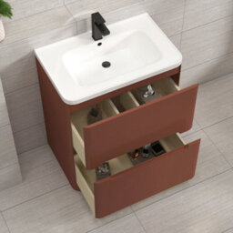 Royal Bathrooms Venice 600mm Terracotta Clay Wall Hung Bathroom Vanity Unit 2 Drawer With Ceramic Basin - 1 Tap Hole Basin - thumbnail 4