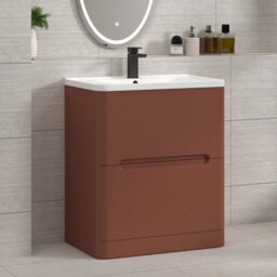 Royal Bathrooms Venice 600mm Terracotta Clay Wall Hung Bathroom Vanity Unit 2 Drawer With Ceramic Basin - 1 Tap Hole Basin - thumbnail 5