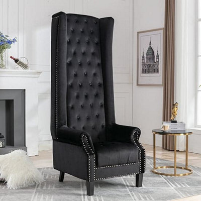 Furniture In Fashion Trento Tall Upholstered Velvet Porter Chair In Black - image 1