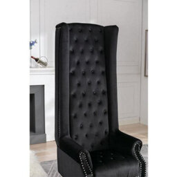 Furniture In Fashion Trento Tall Upholstered Velvet Porter Chair In Black - thumbnail 6
