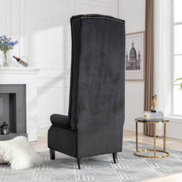 Furniture In Fashion Trento Tall Upholstered Velvet Porter Chair In Black - thumbnail 4