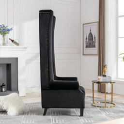 Furniture In Fashion Trento Tall Upholstered Velvet Porter Chair In Black - thumbnail 3