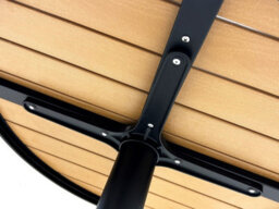 BE 60Cm Round Polywood Pedestal Bistro Table Black Frame With Wood Effect Slatted Top - thumbnail 8