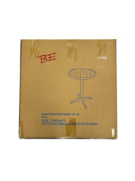 BE 60Cm Round Polywood Pedestal Bistro Table Black Frame With Wood Effect Slatted Top - thumbnail 9