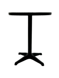BE 60Cm Round Polywood Pedestal Bistro Table Black Frame With Wood Effect Slatted Top - thumbnail 3