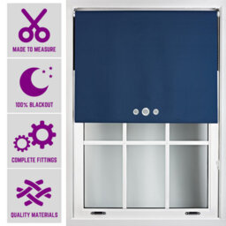 Furnished Triple Eyelets Blackout Window Blinds Free Cut Service - Navy Blue (W)60Cm X (L)210Cm - thumbnail 1