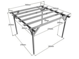 Arbor Garden Solutions Corbel Wooden Garden Pergola Kit, 3M X 3M (Rustic Brown Finish) - thumbnail 2