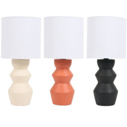 Biznest Zaya Sleek Lamp Ceramic Miniature 3-Tier Base White Drum Shade Accent Piece Interior Lighting Solution Decor Rust 35X16 Cm - thumbnail 3