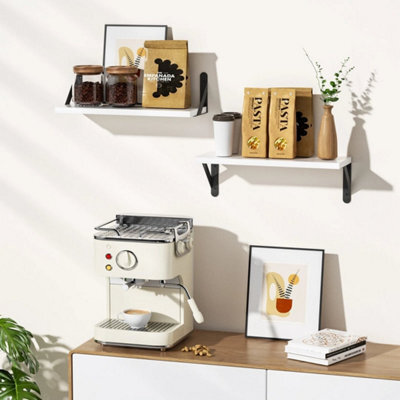White 2Pcs Floating Shelves Wooden Wall Mounted Display Storage Hold Rustic Industrial - image 1