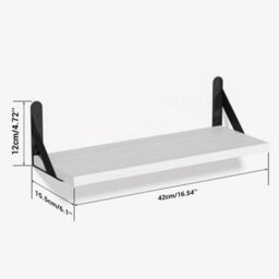White 2Pcs Floating Shelves Wooden Wall Mounted Display Storage Hold Rustic Industrial - thumbnail 2