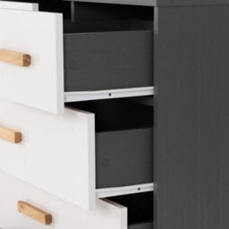 Seconique Cleveland 3+2 Drawer Chest In White And Pine With Grey Metal Effect - thumbnail 4