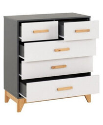 Seconique Cleveland 3+2 Drawer Chest In White And Pine With Grey Metal Effect - thumbnail 3