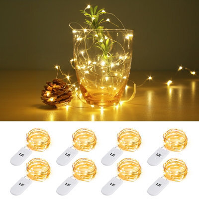 Lepro Small Fairy Lights, 1M 20 Leds, Mini Copper Wire Led String Lights, Battery Powered & Included, Pack Of 8 - image 1