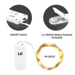 Lepro Small Fairy Lights, 1M 20 Leds, Mini Copper Wire Led String Lights, Battery Powered & Included, Pack Of 8 - thumbnail 3