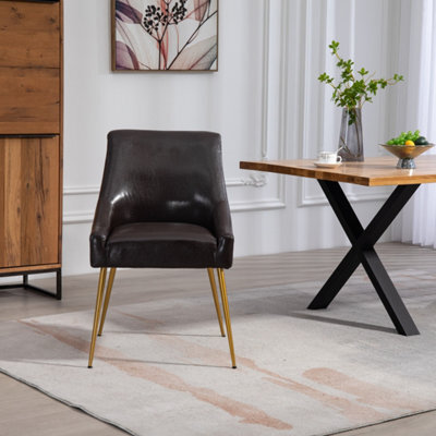 Set Of 2 Lograto Faux Leather Dining Chairs - Brown - image 1