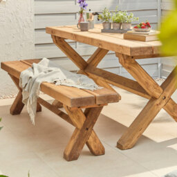 Off the Grain Wooden Outdoor Table And Bench Set - 180Cm (L) - thumbnail 2
