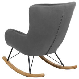 Beliani Home Velvet Rocking Chair Dark Grey With Metal Frame And Rubberwood Rockers, W71 X D90 X H97Cm - thumbnail 4