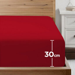 Ameha Plain Dyed Red Fitted Sheet 30Cm Extra Deep Pocket Soft Touch Easy Care Durable Bed Fitted Sheets Single, 91X190 Cm - thumbnail 3