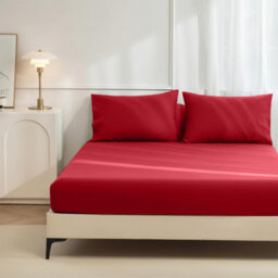 Ameha Plain Dyed Red Fitted Sheet 30Cm Extra Deep Pocket Soft Touch Easy Care Durable Bed Fitted Sheets Single, 91X190 Cm - thumbnail 8
