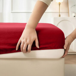 Ameha Plain Dyed Red Fitted Sheet 30Cm Extra Deep Pocket Soft Touch Easy Care Durable Bed Fitted Sheets Single, 91X190 Cm - thumbnail 7