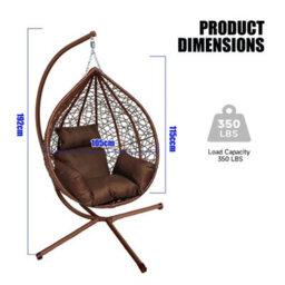 Rattan Egg Hanging Chair W/stand & Cushion Weatherproof Garden Swing Seat Patio - thumbnail 2