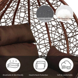 Rattan Egg Hanging Chair W/stand & Cushion Weatherproof Garden Swing Seat Patio - thumbnail 5