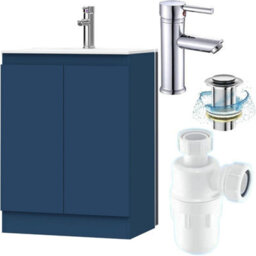 Belofay 500mm Bathroom Vanity Unit With Basin, White Ceramic Bathroom Sink With Trap And Waste, No Tap Included(Denvor Blue) - thumbnail 1
