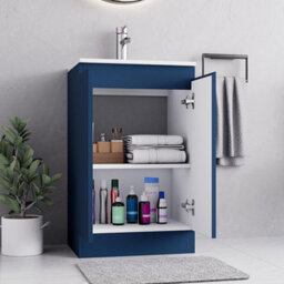 Belofay 500mm Bathroom Vanity Unit With Basin, White Ceramic Bathroom Sink With Trap And Waste, No Tap Included(Denvor Blue) - thumbnail 2