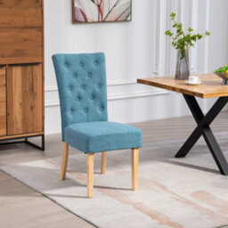 Set Of 2 Pienza Fabric Dining Chairs - Teal - thumbnail 2