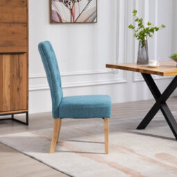 Set Of 2 Pienza Fabric Dining Chairs - Teal - thumbnail 4