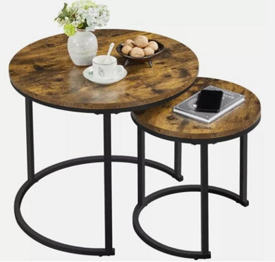 Nesting Coffee Tables Set Of 2, Round Stacking Sofa Side Tables For Living Room - image 1