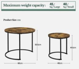 Nesting Coffee Tables Set Of 2, Round Stacking Sofa Side Tables For Living Room - thumbnail 3