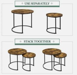 Nesting Coffee Tables Set Of 2, Round Stacking Sofa Side Tables For Living Room - thumbnail 4
