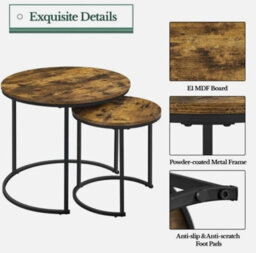 Nesting Coffee Tables Set Of 2, Round Stacking Sofa Side Tables For Living Room - thumbnail 5