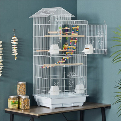 Yaheetech White Large Roof Top Metal Bird Cage W/ Swing And Ladder - image 1