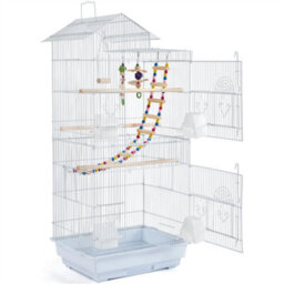 Yaheetech White Large Roof Top Metal Bird Cage W/ Swing And Ladder - thumbnail 2